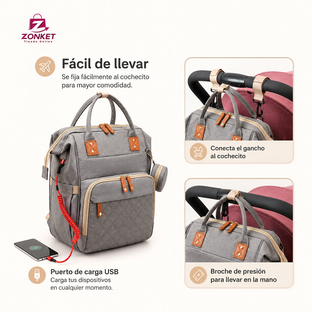 BOLSO PAÑALERA CUNA COLCHÓN PORTÁTIL